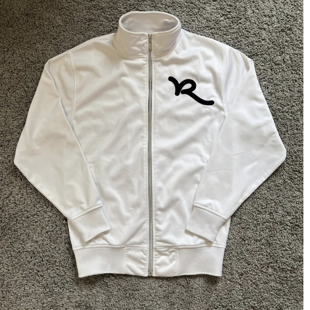 Rocawear White Full-Zip Performance Jacket with Black Logo Accent